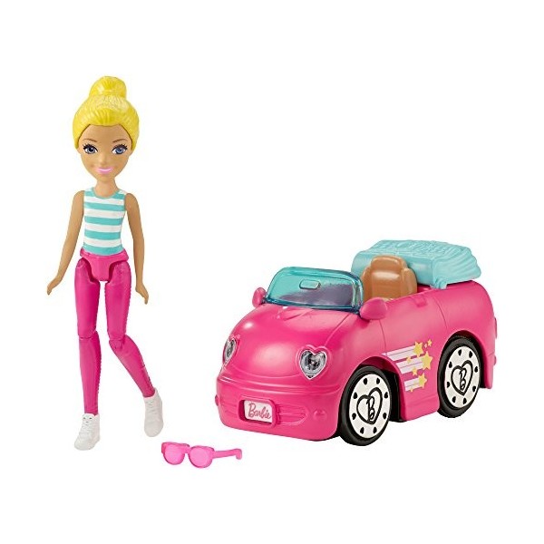 Barbie Poupée FHV77 on-The-Go Blonde et Automobile Rose 