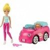 Barbie Poupée FHV77 on-The-Go Blonde et Automobile Rose 