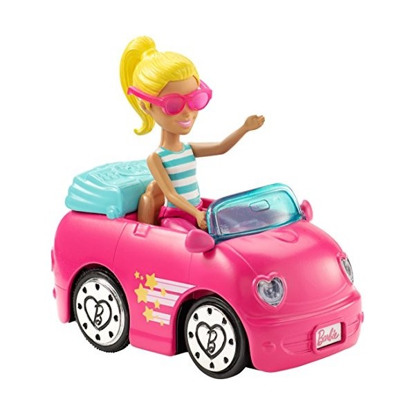 Barbie Poupée FHV77 on-The-Go Blonde et Automobile Rose 