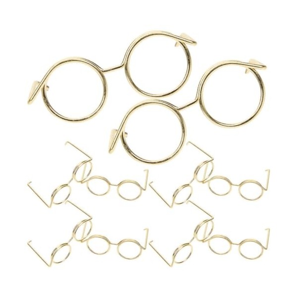 Gadpiparty 10 Pièces Mini Poupée Lunettes Fil Métallique Jante Lentille Poupées Lunettes Poupée Habiller Costume Lunettes pou