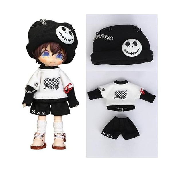 XiDonDon 1/12 BJD vêtements de poupée Haut + Pantalon Ensemble daccessoires de poupée pour OB11, Corps de poupée de 4,3 Pouc