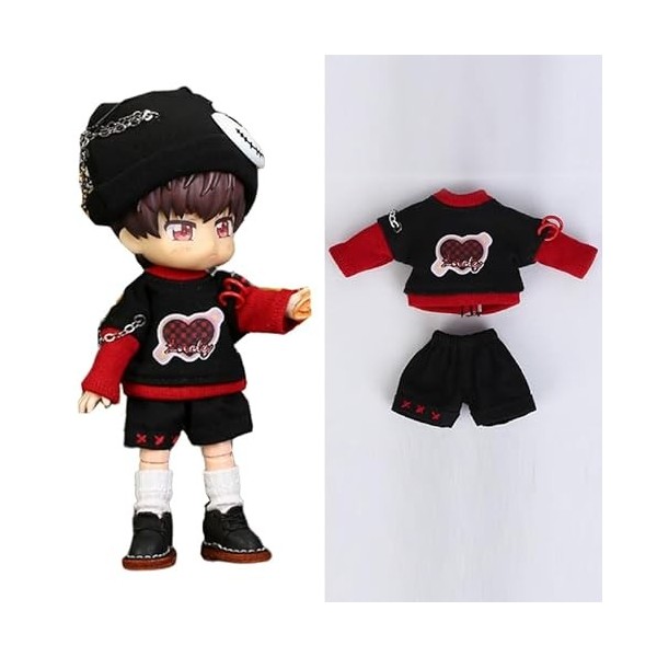 XiDonDon 1/12 BJD vêtements de poupée Haut + Pantalon Ensemble daccessoires de poupée pour OB11, Corps de poupée de 4,3 Pouc