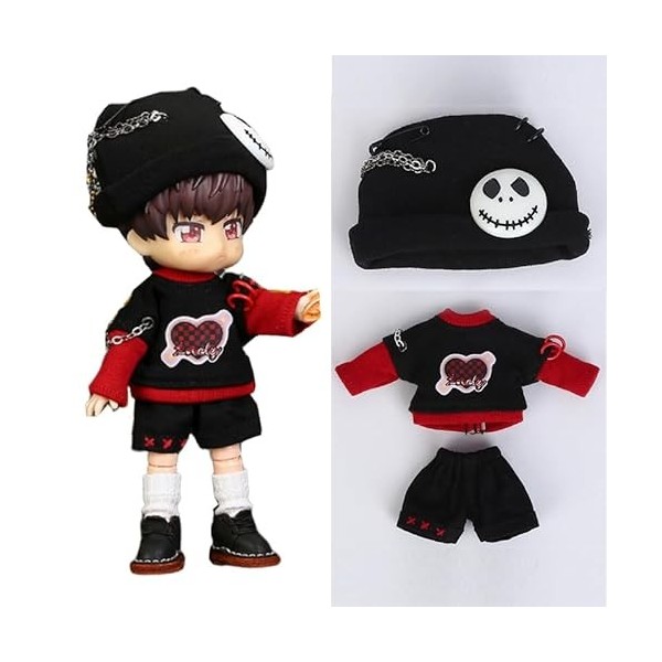XiDonDon 1/12 BJD vêtements de poupée Haut + Pantalon Ensemble daccessoires de poupée pour OB11, Corps de poupée de 4,3 Pouc