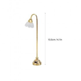 Alomejor Lampadaire Miniature pour Maison de Poupée, Joli Lampadaire à Fleurs Dorées, échelle 1/12, Meubles Miniatures pour D