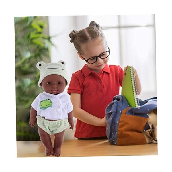 Poupée Afrique Bébé Jouets Vinyle Réaliste Nouveau-né Avec Tenues Grenouilles Pour Enfants Cadeau Danniversaire De Noël Vert