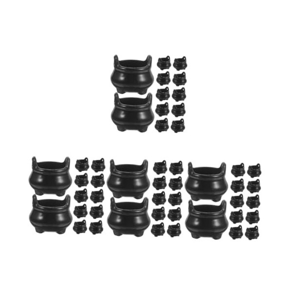 Toyvian 48 Pièces Décoration Maison De Poupée Micro Paysage Petites Bouilloires De Chaudron De Bonbons Chaudron Noir Miniatur