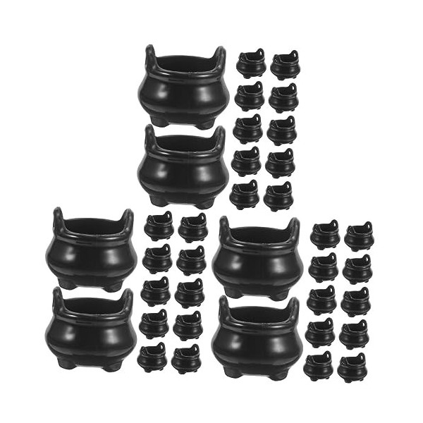 Toyvian 48 Pièces Décoration Maison De Poupée Micro Paysage Petites Bouilloires De Chaudron De Bonbons Chaudron Noir Miniatur