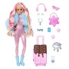 Barbie Poupée Articulée Extra Cool Voyage Avec Tenue De Plage, Chapeau, Tunique Tropicale, Sac Oversize Et Autres Accessoires