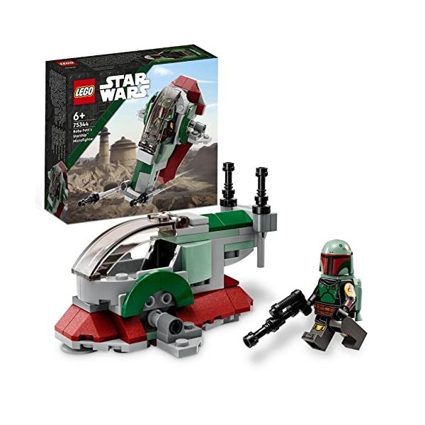 LEGO 75344 Star Wars Le Vaisseau de Boba Fett Microfighter, Jouet Véhicule avec Lanceurs et Ailes Ajustables, Figurines, Le M