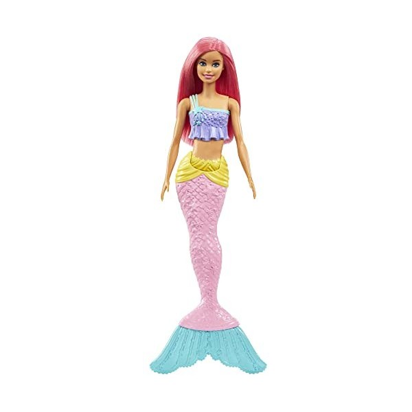 Barbie Dreamtopia poupée sirène cheveux roses et tenue multicolore, jouet pour enfant, GGC09