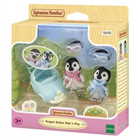 SYLVANIAN FAMILIES - Les jumeaux Pingouin et leur voiture - 5695 - Figurines Prêt à Jouer - Mini Poupées Multicolore