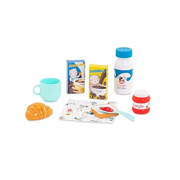 Corolle - Coffret Petit-Déjeuner, 9 accessoires, pour poupon 36 et 42cm, dès 2 Ans, 9000141260