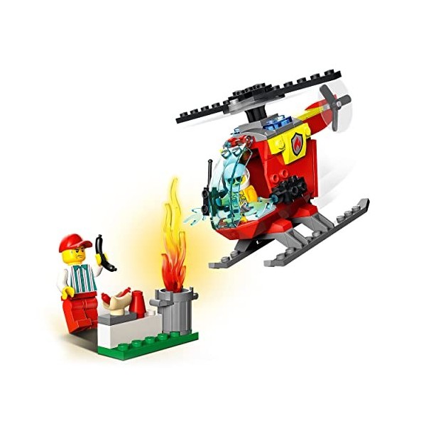 LEGO 60318 City Fire L’Hélicoptère des Pompiers, Jouet pour Filles et Garçons +4 Ans, Figurine Pompier et Brique de Démarrage