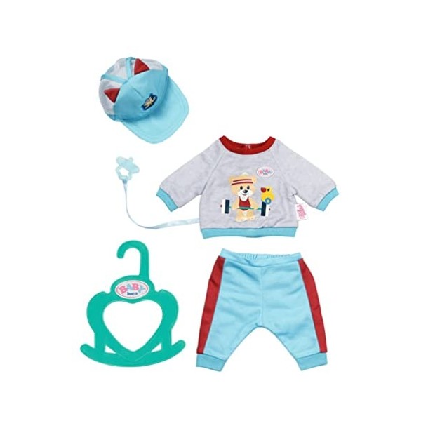 Zapf Creation- Baby Born Little Tenue de Sport Bleue pour poupée de 36 cm Mains, Jeu créatif Suscite lempathie & développe L