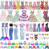 41Pcs Vêtements & Accessoires de Poupée 3 Robes Fleurs 2 Robes Paillettes 1 Robes de Sirène 2 Tenues 3 Bikinis 10 Mini Robes 