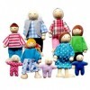 DAJASD Ensemble de Famille de Poupées, 9 Pièces Ensemble de Famille de Maison de Poupée Mobile, Jouets en Bois Familles de Po