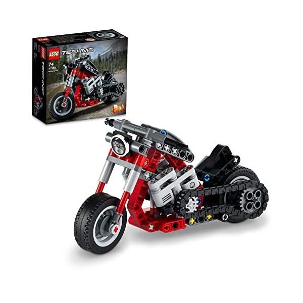 LEGO 42132 Technic La Moto, Jouet de Construction de Véhicules, Maquette 2 en 1 à Construire, Idée de Cadeau, pour Garçons et