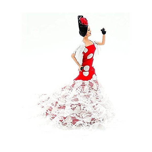 Folk Artesanía Poupée Porcelaine Flamenca andalouse 18 cm Robe à Pois avec Queue BR