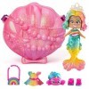 KOOKYLOOS Mermaids Coral Poupée sirène avec 1 Coquille-Sachet, 1 Queue de sirène, 1 Animal de Compagnie, vêtements, Accessoir