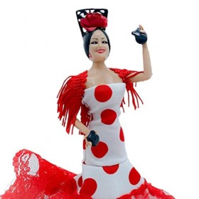 Folk Artesanía Poupée andalouse Flamenca 19 cm Robe à Pois Similaire Marín BR
