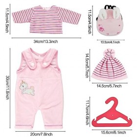 BAFAFA Vêtements de poupée, Accessoires de poupée 5 pièces, vêtements de poupée avec Cintre et Cartable pour poupées 35-43 cm