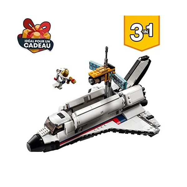 LEGO 31117 Creator 3-en-1 LAventure en Navette Spatiale Jouet Fusée Enfant et Atterrissage Lunaire – Construction de Véhicul