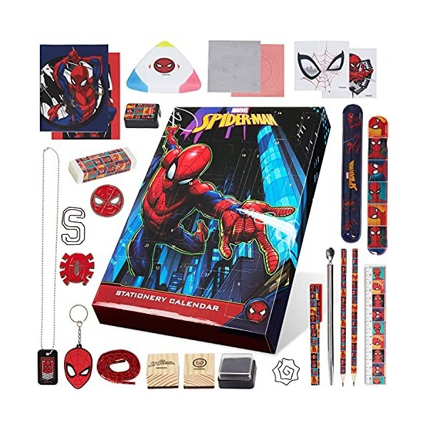 Marvel Calendrier de lAvent 2023 Enfant Spider-Man Avengers Kids Advent Calendars avec Jouets et Papeterie Spiderman Multic