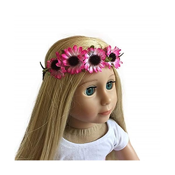 The New York Doll Collection 18 Pouces / 46 cm Poupée Bandeau - Couronne de Tournesol Rose Floral - Accessoires Cheveux pour 