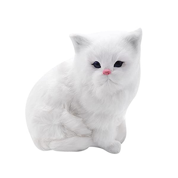 Vklopdsh Peluche réaliste douce en peluche blanche chat persan jouet chat poupée décoration de table enfants filles