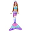 Barbie Poupée Blonde Dreamtopia Sirène Lumières Scintillantes, 30 Cm, Avec Fonction Lumineuse Au Contact De L’Eau Et Cheveux 