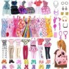 Carreuty Lot de 40 vêtements de poupée compatibles avec Barbie, 3 robes, 5 jupes tendance, 6 vêtements décontractés, 10 chaus