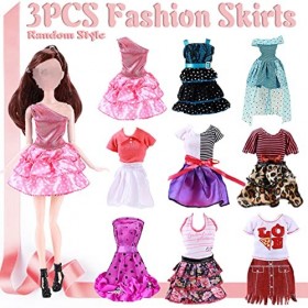Carreuty Lot de 40 vêtements de poupée compatibles avec Barbie, 3 robes, 5 jupes tendance, 6 vêtements décontractés, 10 chaus