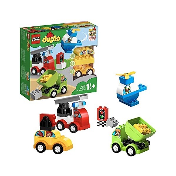 LEGO 10886 Duplo Mes Premiers Véhicules Briques de Construction avec Camion, Hélicoptère et Jouet Voiture pour Bébés de 18 Mo