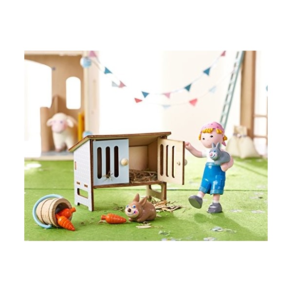 HABA Little Friends Rabbit Mimi - Includes Mommy & Baby Bunny with Carrots & Hutch