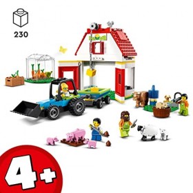 LEGO 60346 City La Grange et Les Animaux de la Ferme, Jouet de Tracteur avec Remorque et Figurines danimaux de Vache et de M