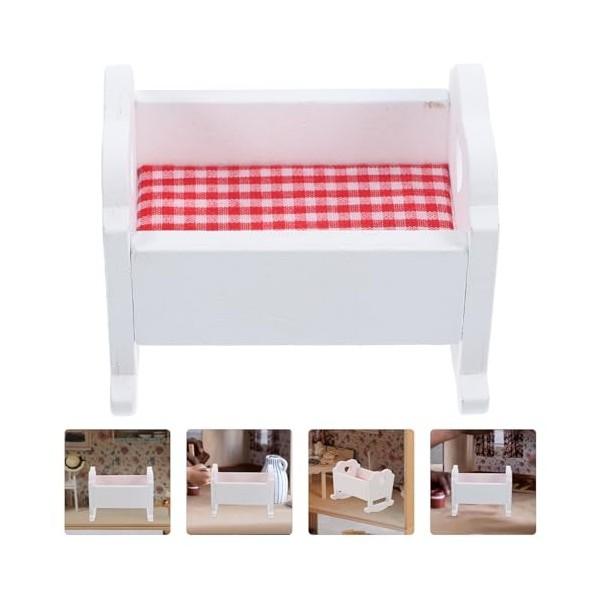 Zerodeko 2Pcs Maison De Poupée Miniature Berceau Maison De Poupée en Bois Berceau Berceau en Bois Bébé Poupée Berceau Lit pou