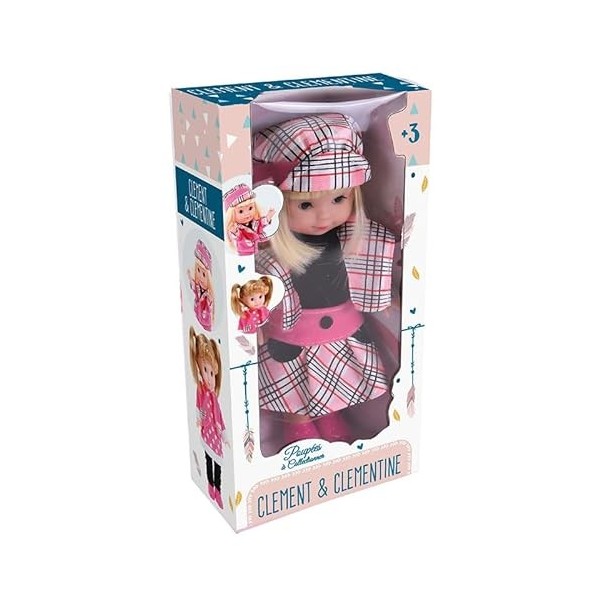 CLEMENT CLEMENTINE - Poupée avec Chapeau - Jouet pour Enfant - 120627 - Rose - Plastique - Dolls - Bébé - Mannequin - 25 cm x