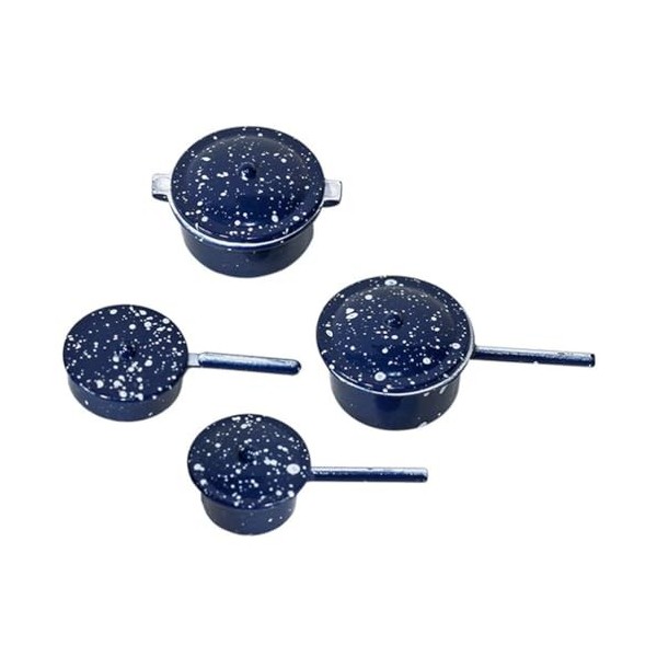 PRETYZOOM 4 Pièces Accessoires De Cuisine pour Maison De Poupée 1/12 Échelle Pots en Métal Miniatures Mini Cuisinière Ustensi