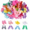 Lot de 30 paires de chaussures de poupée de différents styles, bottes à talons hauts, couleurs assorties, chaussures plates e