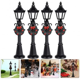 Toyvian 4 Pièces Lampadaire Maison De Poupée Décorations De Noël Lampadaires pour Le Village De Noël Lumières du Village De N