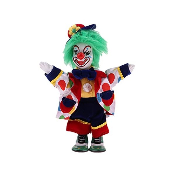 perfk Poupée en Porcelaine Drôle de Clown avec Décor de Cadeau de Noël Coloré Costume 4