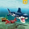 LEGO 31088 Creator 3-en-1 Les Créatures sous-Marines, Requin, Calamar, Crabe Ou Baudroie, Figurines Animaux Marins, pour Enfa