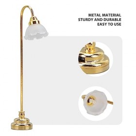 VGEBY Lampadaire Miniature de Maison de Poupée, Meubles Miniatures Lumière LED Fleur Lampadaire 1/12 échelle Meubles Miniatur