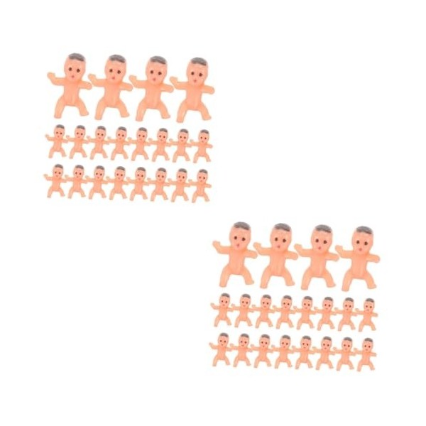 Amosfun 60 Pcs Ange Poupée Poupée Mini Décor Bébés Poupées Miniatures Baby Shower Gâteau Topper Petits Bébés en Plastique Min