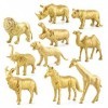 Cyhamse Animaux de Safari Figurines Jouets | Figurines dorées de Petits Animaux de Zoo,Assortiment de Figurines Miniatures d