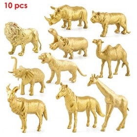 Cyhamse Animaux de Safari Figurines Jouets | Figurines dorées de Petits Animaux de Zoo,Assortiment de Figurines Miniatures d