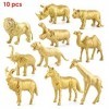 Cyhamse Animaux de Safari Figurines Jouets | Figurines dorées de Petits Animaux de Zoo,Assortiment de Figurines Miniatures d