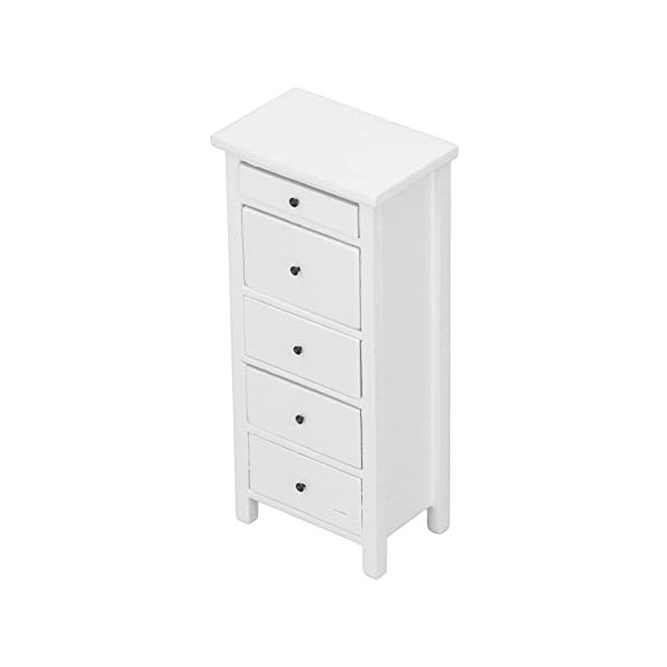 Syrisora ​​1:12 échelle Maison de Poupée Commode en Bois Miniature Blanc Chambre Meubles Maison de Poupée Décoration