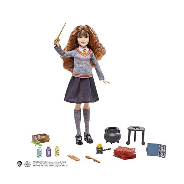 Harry Potter Coffret poupée Potions, avec poupée articulée Hermione Granger en uniforme de Poudlard et 10 accessoires, à coll