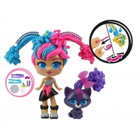 CURLIGIRLS - Poupée avec Animal de Compagnie à Collectionner - Cheveux Magiques pour des coiffures à linfini - Accessoires I